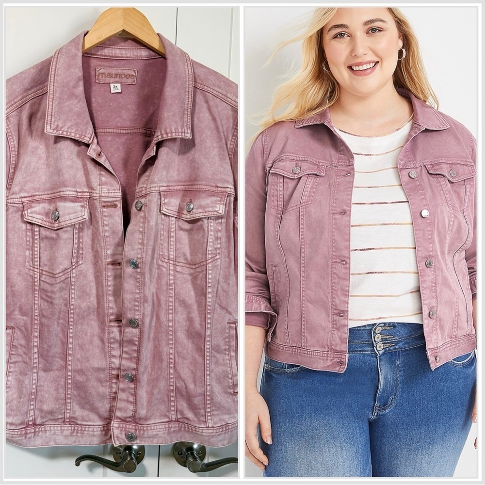 Maurices Blush Pink Denim Jacket for Women size 3x
